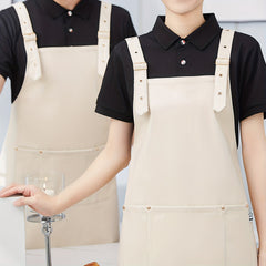 Waterproof Leather Overalls Apron Adjustable Straps Large Pockets