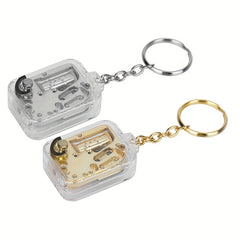 Mini Music Box Keyring Acrylic Travel Key Ring Purse Backpack Charm Gift