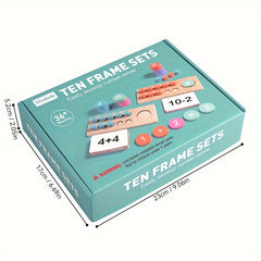 Wooden Ten Frame Math Learning Toy Counting & Number Sense Development Kit