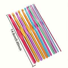 12pcs Aluminum Crochet Hook Set Sweater Weaving Handicrafts