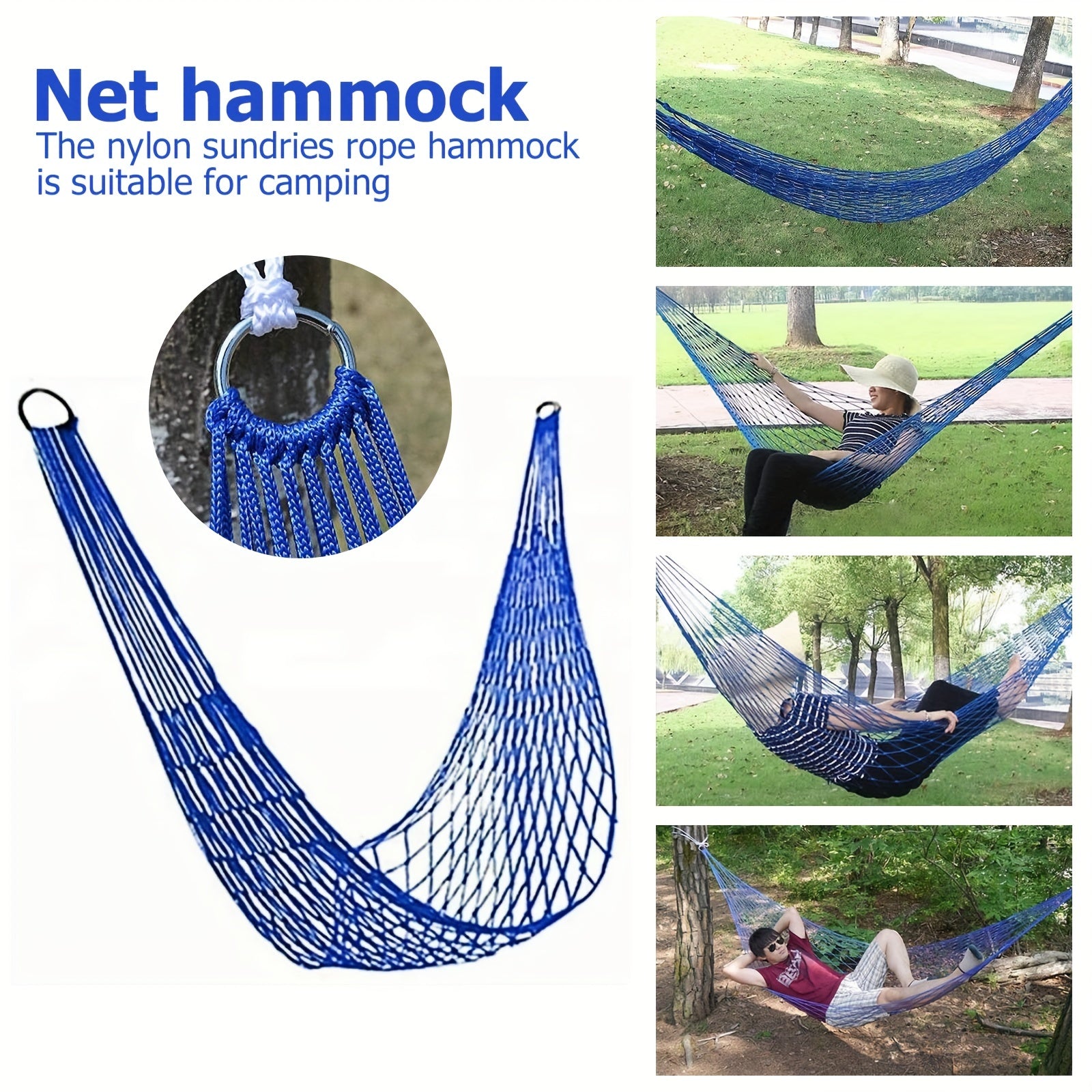 Nylon Rope Braided Hoop Mesh Hammock Indoor Outdoor Swinging Swing Hammoc