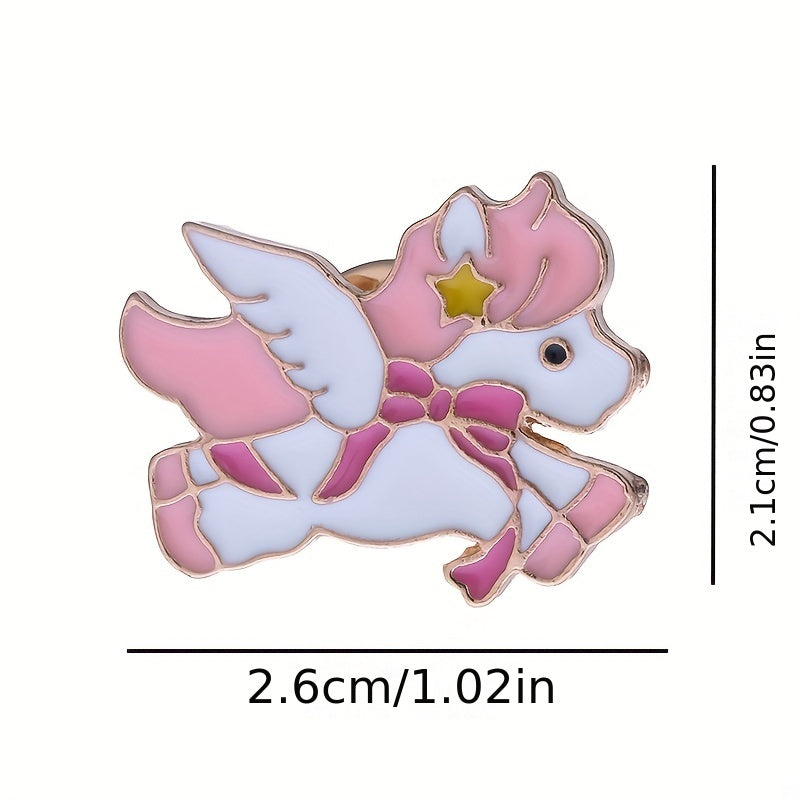 Rainbow Horse Brooch Pin for Girls Cartoon Series Bag and Clothing Accessory
