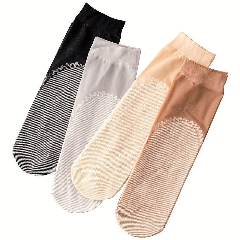 10 Pairs Solid Crew Socks Women Stockings