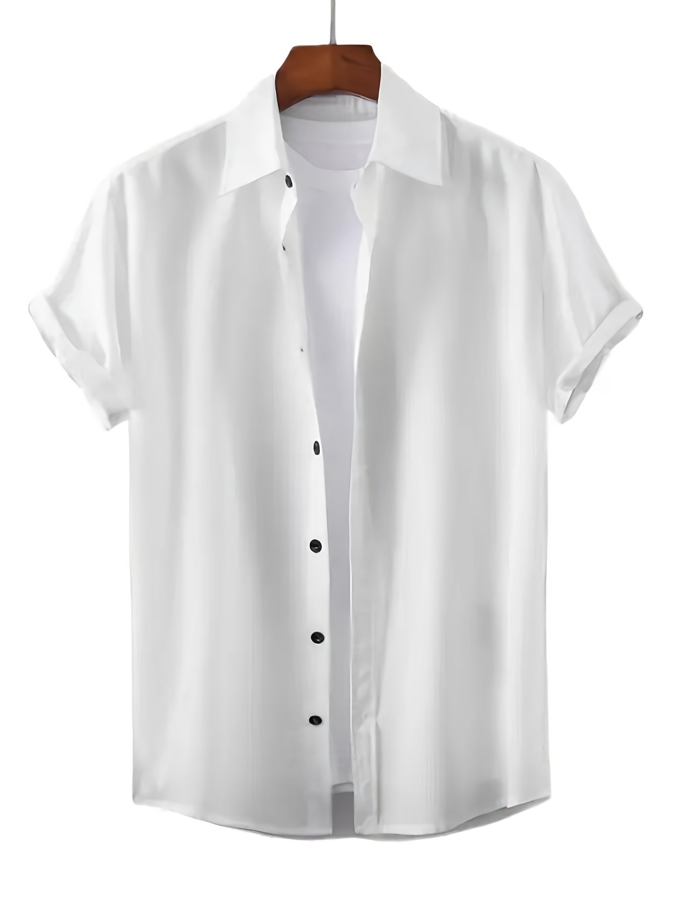 Men's Short Sleeve Lapel Shirt - Button Up Tops
