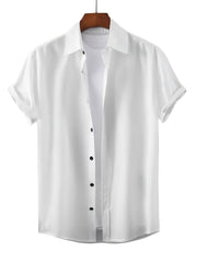 Men's Short Sleeve Lapel Shirt - Button Up Tops