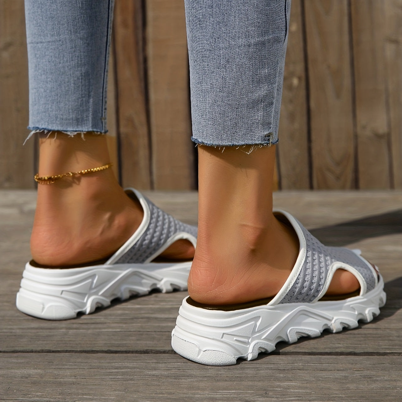 Women's Open Toe Wedge Sandals - Casual Platform Sneakers