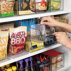 Clear Divided Refrigerator Organizer Bin with Handles