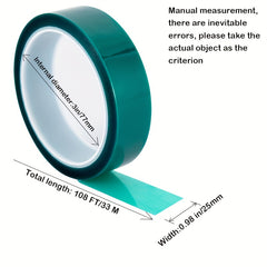Green Polyester Hi Temp Masking Tape 5mm-50mm 108ft