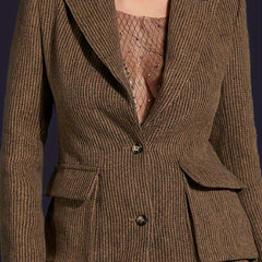 Lapel Neck Casual Blazer with Pockets for Women