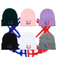Slouchy Knitted Clown Pattern Embroidered Hat
