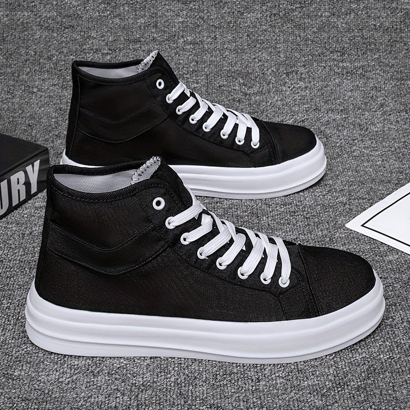 Men's Canvas High Top Lace Up Shoes Non Slip Casual Flats