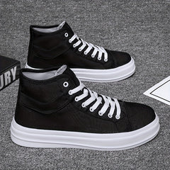 Men's Canvas High Top Lace Up Shoes Non Slip Casual Flats