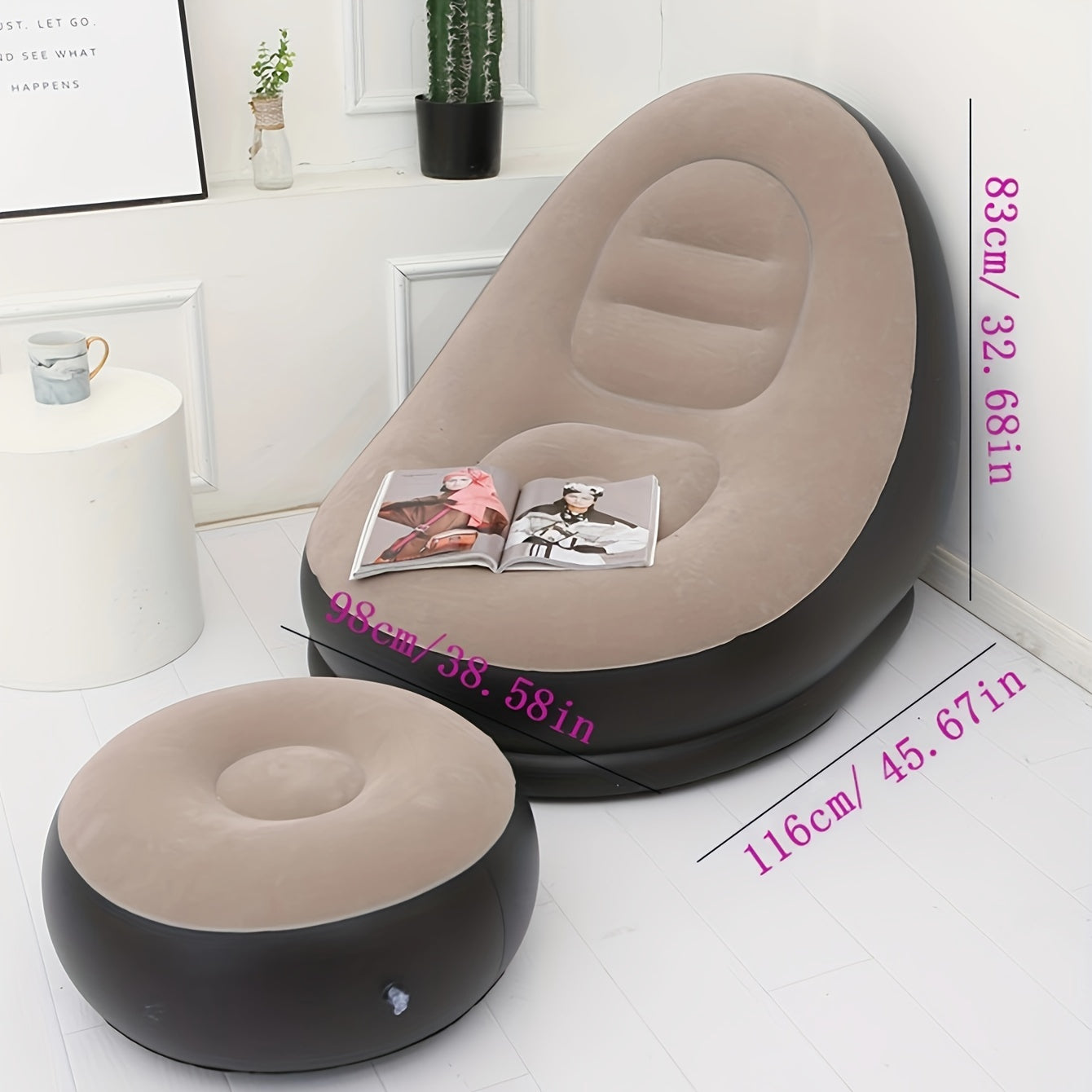 Single Inflatable Sofa with Footstool, Portable Lounge Chair