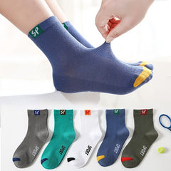 5pairs Boys Casual Thin Knit Mesh Cotton Socks Spring Summer