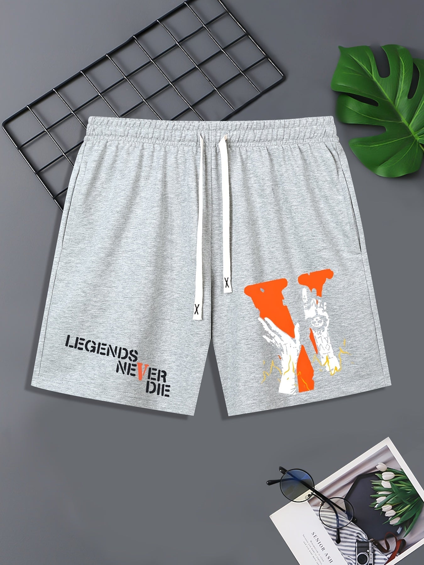 Men's V Workout Shorts Elastic Waist Gym Short Pants