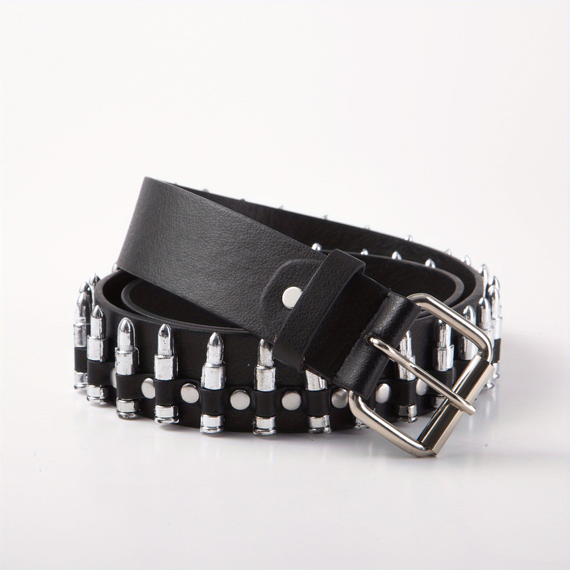Men's PU Leather Rivet Belt Punk Metal Rock Decoration