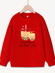 Bubble Tea 'Mommy' Pattern Sweatshirt for Girls