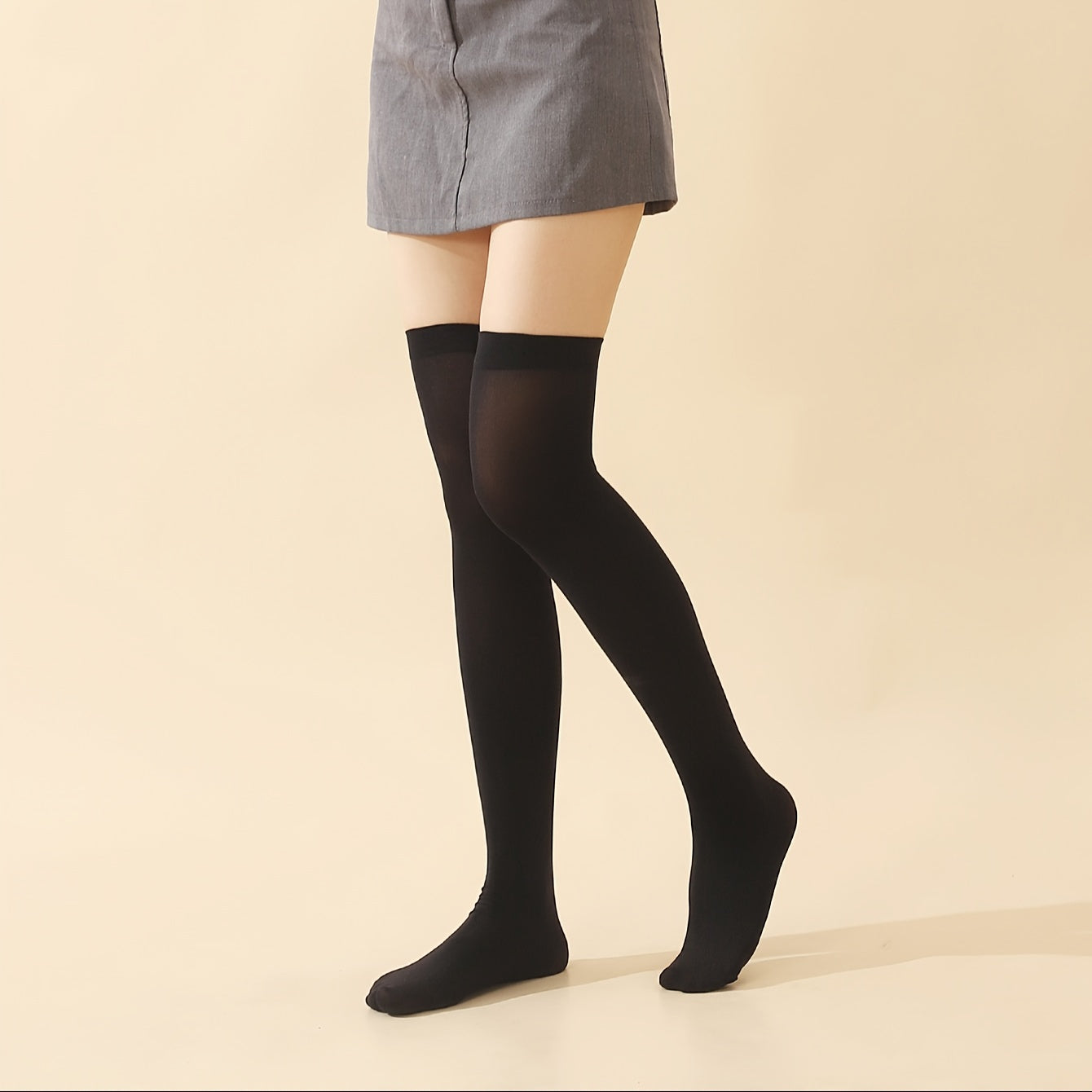Women's Solid Thigh High Socks Over The Knee Stockings
