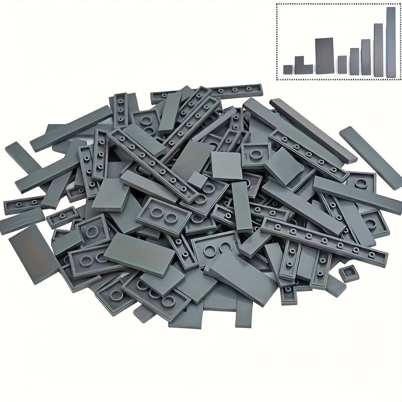 100pcs ABS Plastic Building Blocks Set Flat Tiles DIY Construction Toy Kit