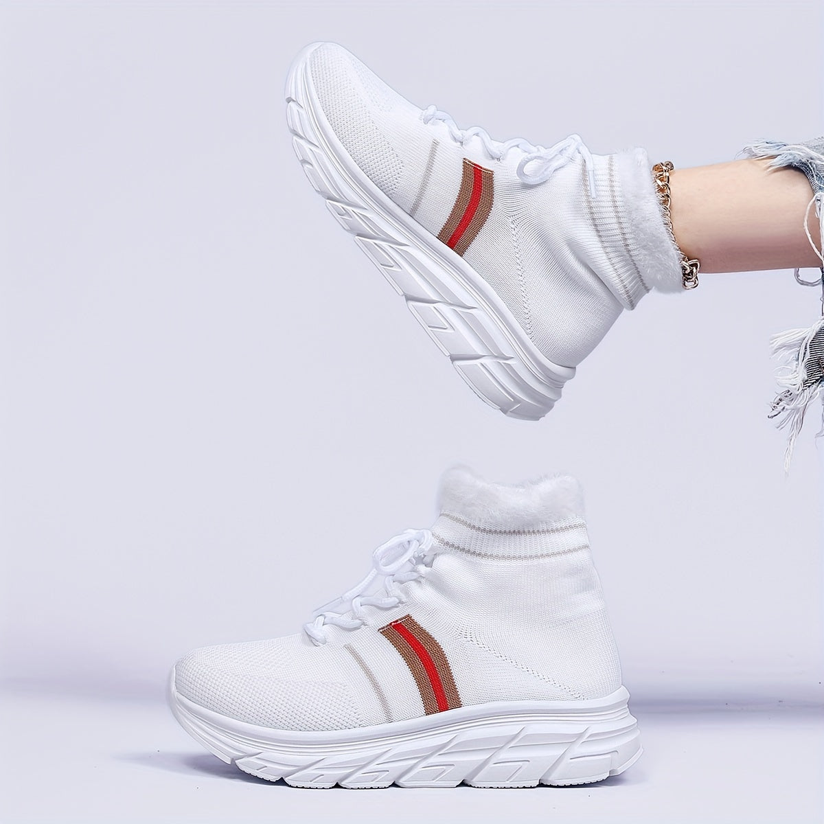 Women's High Winter Sports Sneakers Plush Inner Thermal Running Shoes