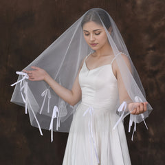 Bridal Veil with Bow Accents Sleeveless & Sophisticated