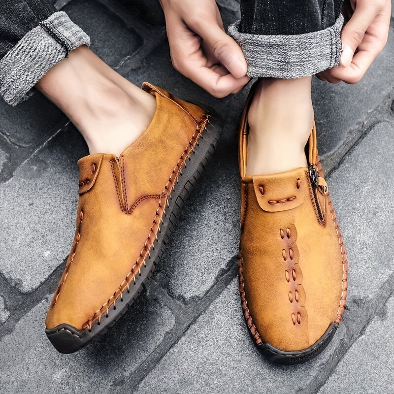 Men's Comfy Stitch Slip On Loafer Shoes Casual Outdoor Anti skid Flat Shoes
