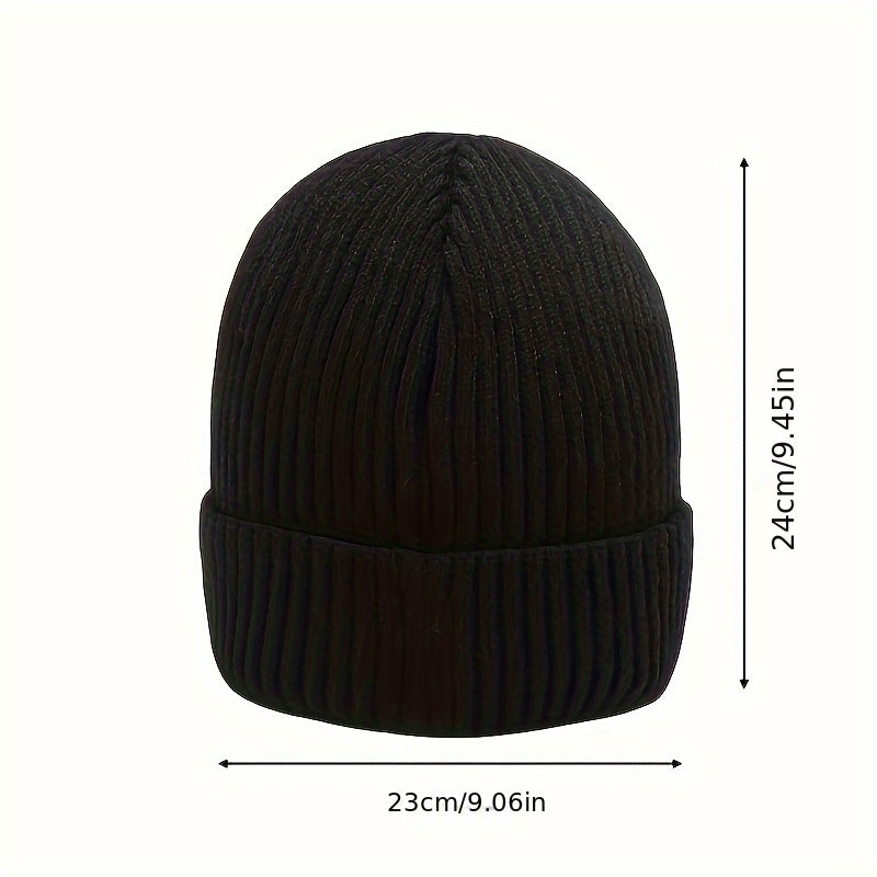 Winter Solid Plus Velvet Warm Knitted Hat For Autumn And Winter