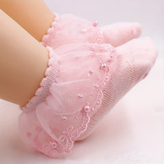 Faux Pearl Lace Brim Socks Girls Accessories Spring Summer Autumn