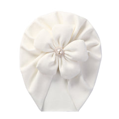Newborn Toddler Pearl Flower Beanie Head Wrap Hat Solid Turban Headband