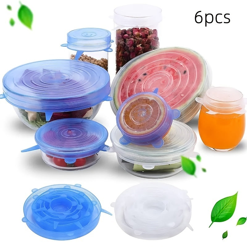 6pcs Silicone Stretch Lids Keep Food Fresh, Airtight Seal
