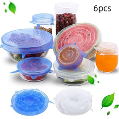 6pcs Silicone Stretch Lids Keep Food Fresh, Airtight Seal