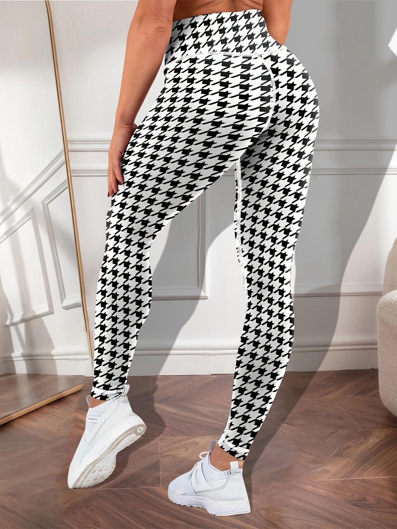 Houndstooth Pattern Yoga Workout Pants for Women