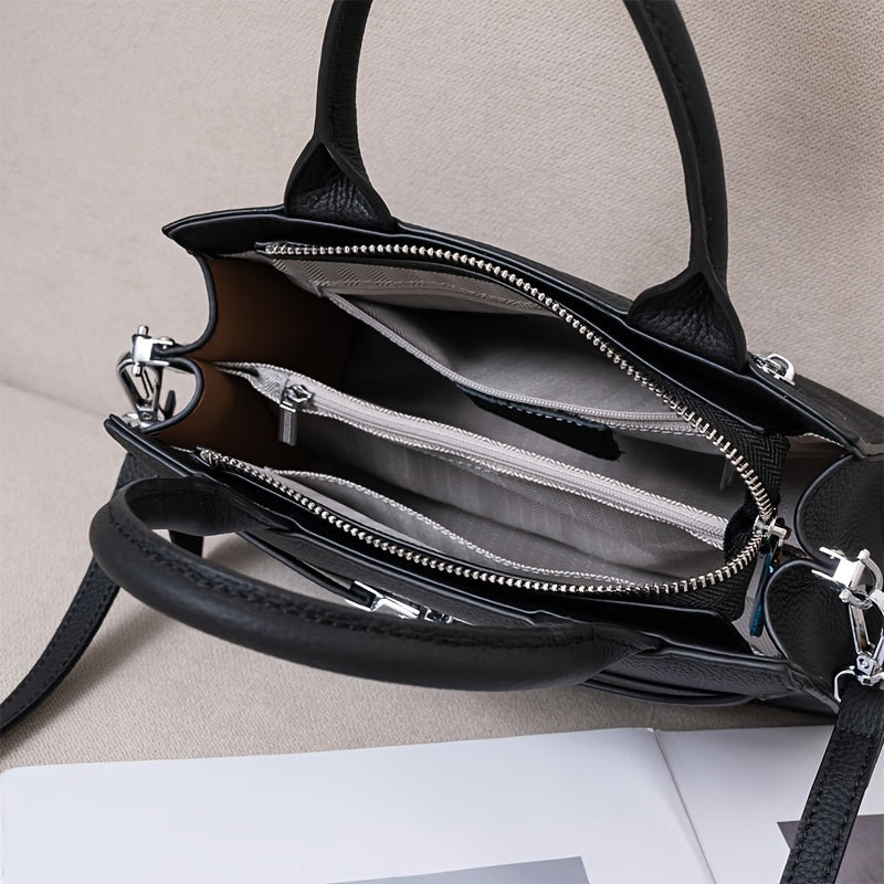 Vintage Leather Handbag with Adjustable Strap