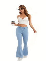 Raw Trim High Rise Flared Leg Jeans