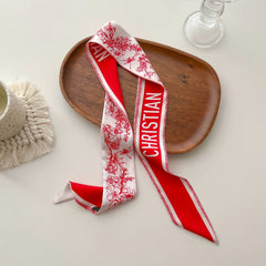 Silky Printed Ribbon Scarf for Women