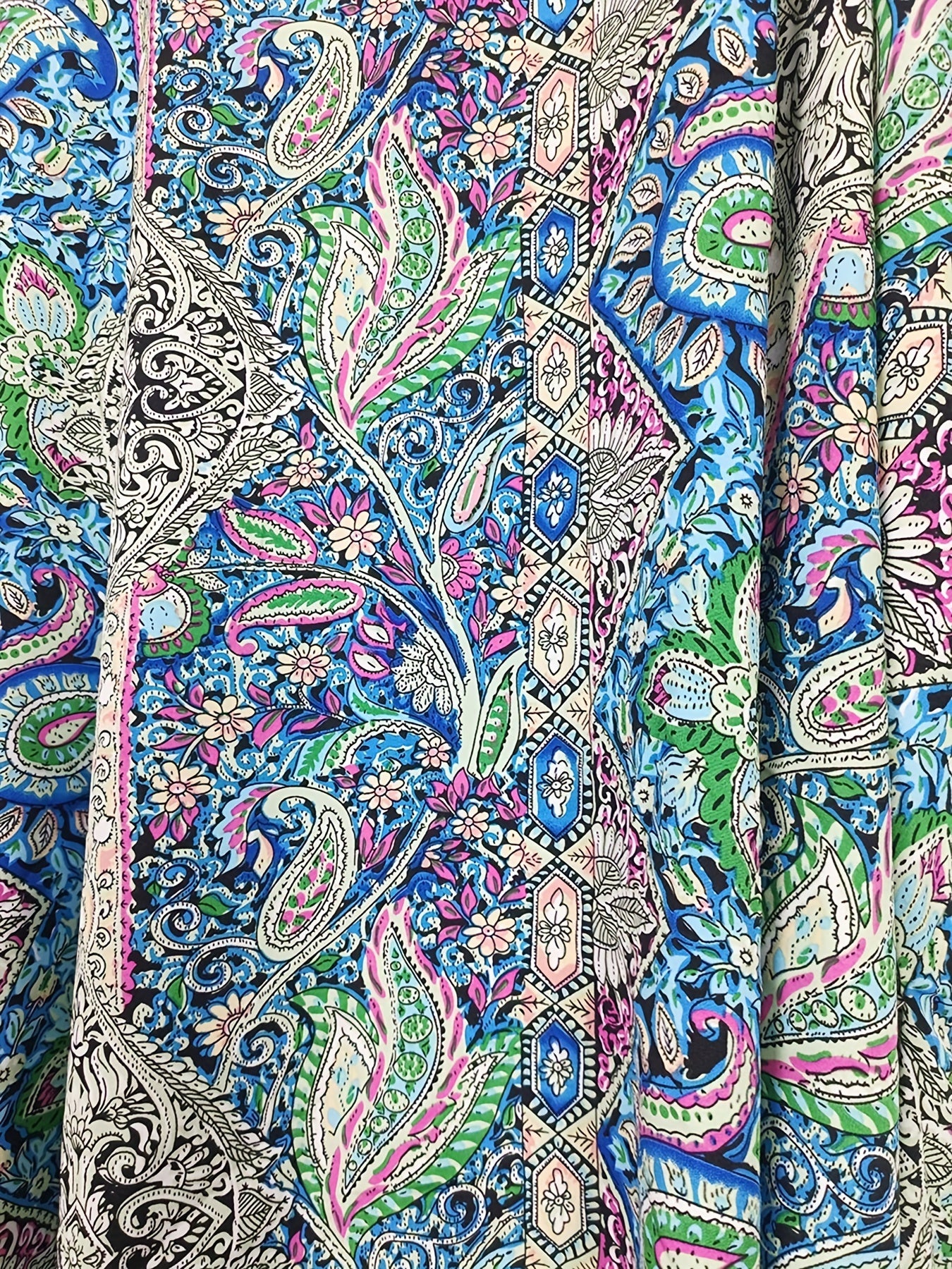 Paisley Floral Print Tassel Side Split Cover Up Kaftan