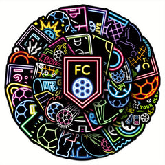 50pcs Neon Football Stickers for DIY Luggage Sports Decor