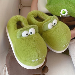 Cartoon Crocodile Furry House Shoes For Boys Non Slip Soft Bottom Walking Shoes