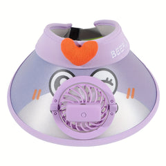 Heart Cartoon Fan Visor Hat Purple Sunshade UV Protection Sun Hat
