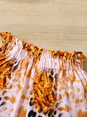 Toddler Girls Giraffe Graphic T Shirts & Leopard Shorts Set