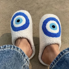 Women's Plush Eye Slippers Fluffy Warm & Cozy Slip On Shoes