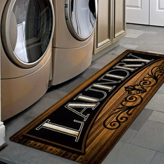 Brown Non Slip Laundry Room Rug Runner - Washable Floor Carpet