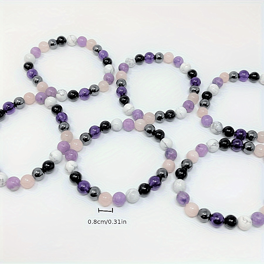 7 Chakra Reiki Stones Energy Bracelet Amethyst Tourmaline Hematite Obsidian L