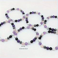 7 Chakra Reiki Stones Energy Bracelet Amethyst Tourmaline Hematite Obsidian L