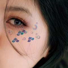Fish Scale Wing Pearl Eye Corner Face Tattoo Sticker Glitter Eye Patch