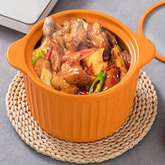 4L Ceramic Casserole Pot with Glass Lid and Heat Resistant Handle
