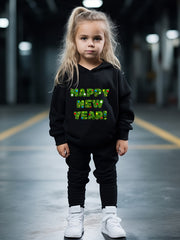 OERYUI Happy Year Hooded Pullover Pants Set for Boys & Girls