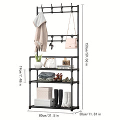 Metal Shoe Rack Coat Rack Entryway Storage Cabinet