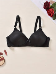 Textured Solid Push Up Bra - Women's Lingerie