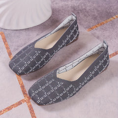 Women's Breathable Knit Slip On Flat Shoes Low Top Lightweight Shoes